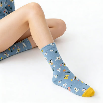 Plusock Hand Drawn Pattern Quarter Socks(4 Pairs) - image 4