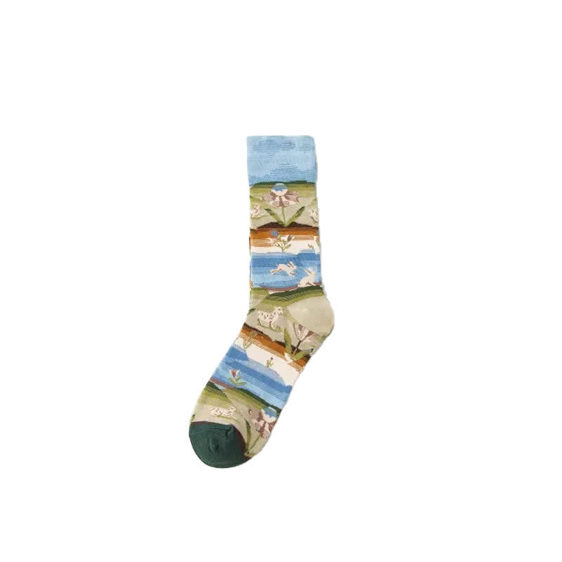 Plusock Playful Painting Pattern Quarter Socks(4 Pairs) - image 9