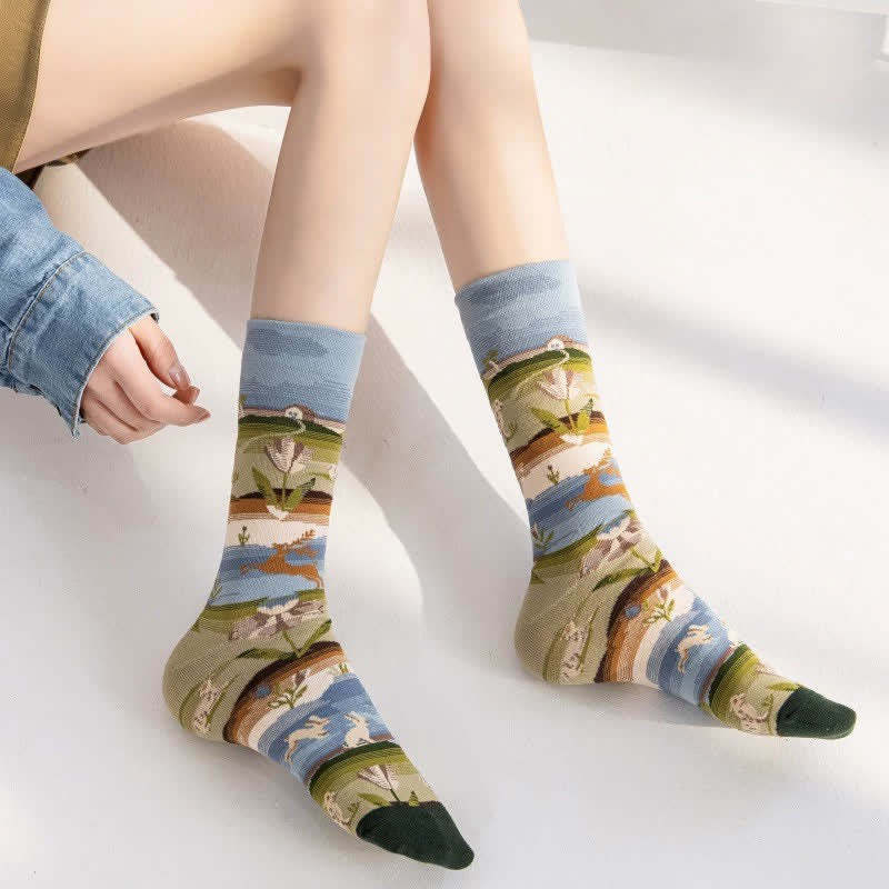 Plusock Playful Painting Pattern Quarter Socks(4 Pairs) - image 4