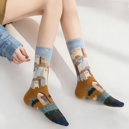Plusock Playful Painting Pattern Quarter Socks(4 Pairs) - image 3