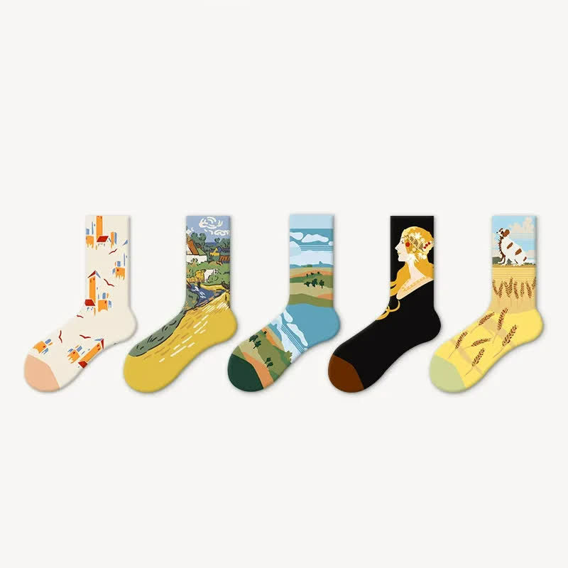 Plusock Colorful Wheat Field Quarter Socks(5 Pairs) - image 1
