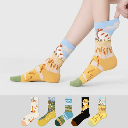 Plusock Colorful Wheat Field Quarter Socks(5 Pairs) - Multicolor - EU35-42(US2-8.5) - image 0