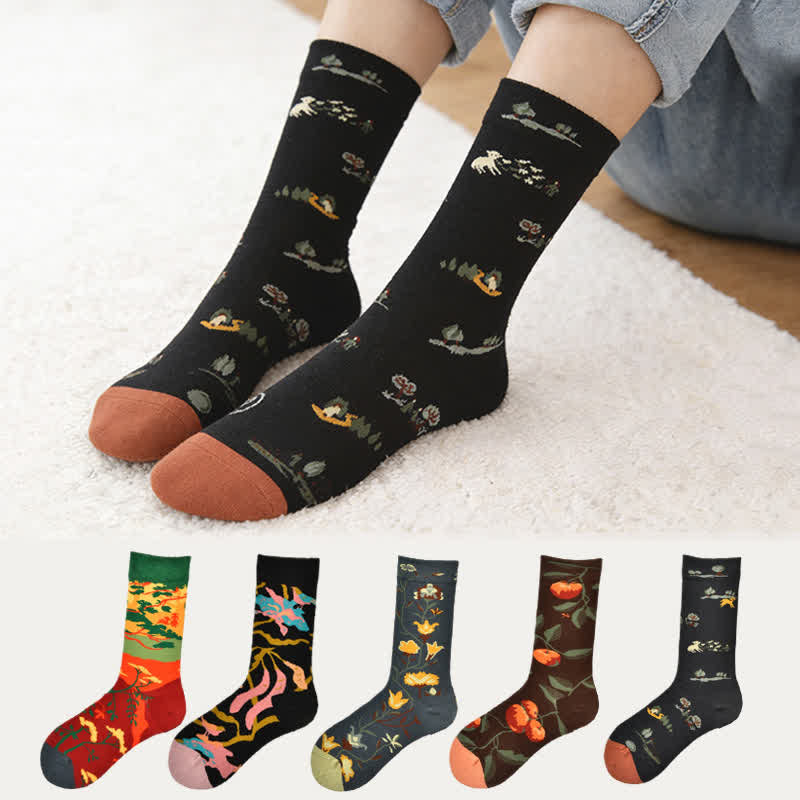 Plusock Vintage Countryside Quarter Socks(3 Pairs) - Multicolor - EU35-42(US2-8.5) - image 0