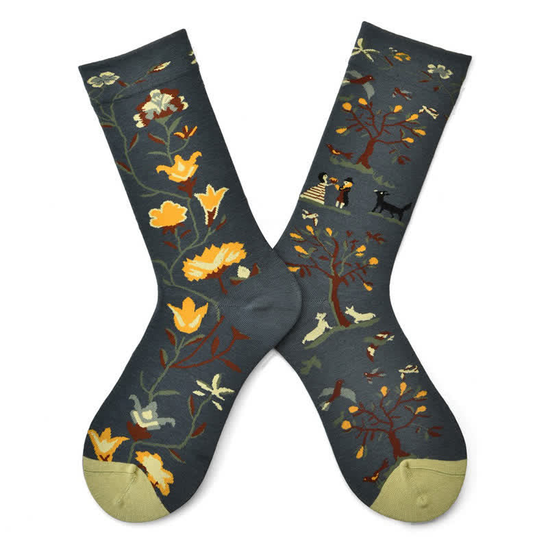 Plusock Vintage Countryside Quarter Socks(3 Pairs) - Green - EU35-42(US2-8.5) - image 3