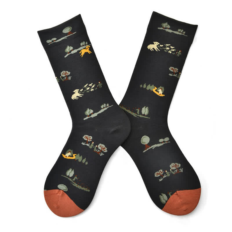 Plusock Vintage Countryside Quarter Socks(3 Pairs) - Red - EU35-42(US2-8.5) - image 1