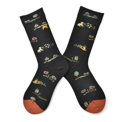 Plusock Vintage Countryside Quarter Socks(3 Pairs) - Red - EU35-42(US2-8.5) - image 1