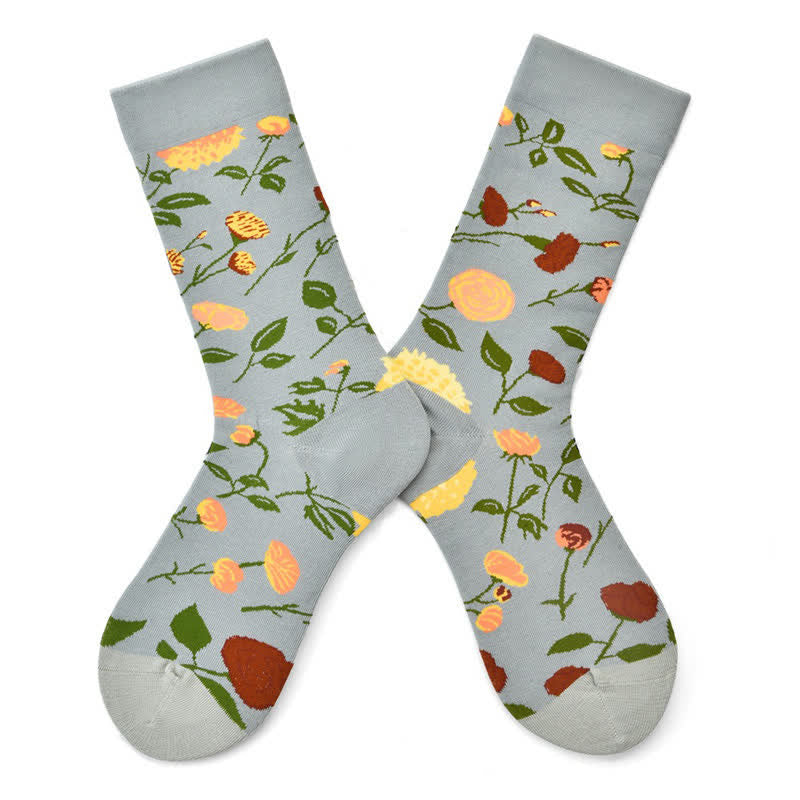 Plusock Vintage Floral Quarter Socks(3 Pairs) - Grey - EU35-42(US2-8.5) - image 2
