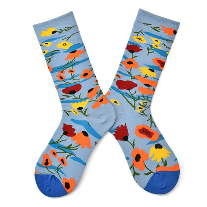 Plusock Vintage Floral Quarter Socks(3 Pairs) - Blue - EU35-42(US2-8.5) - image 1