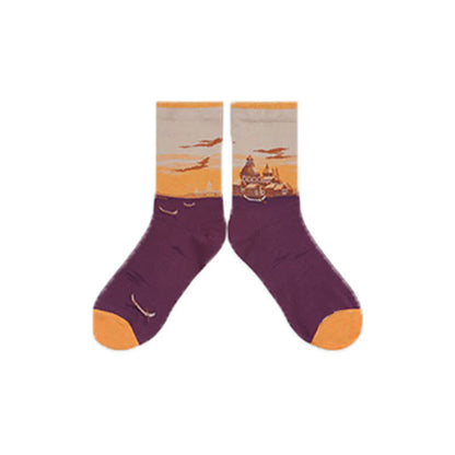 Plusock Castle Sunset Quarter Socks(3 Pairs) - Orange - EU35-40(US2-7) - image 10
