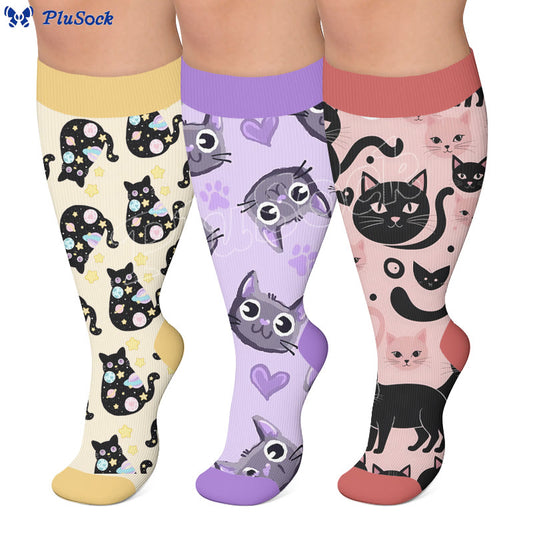 Plusock Plus Size Cat Party Compression Socks - image 0