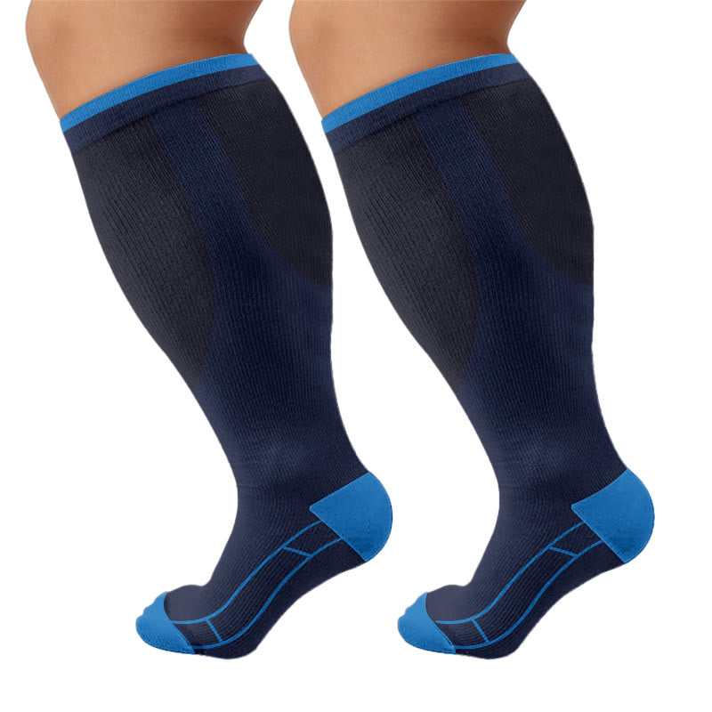 Plusock Plus Size Classic Solid Compression Socks - Navy Blue - 4XL - image 7
