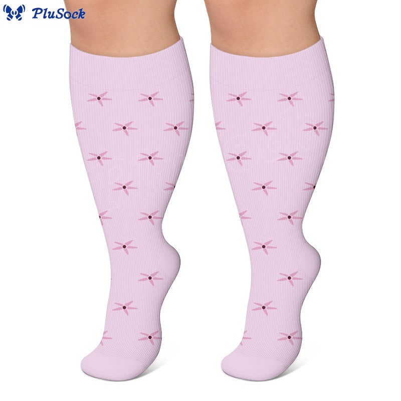 Plusock Plus Size Elegant Floral Compression Socks - image 2