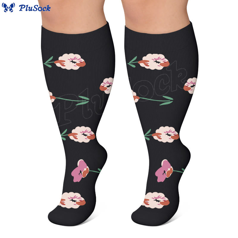 Plusock Plus Size Elegant Floral Compression Socks - image 3