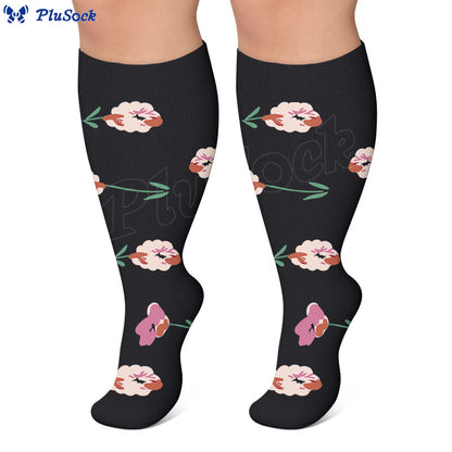 Plusock Plus Size Elegant Floral Compression Socks - image 3
