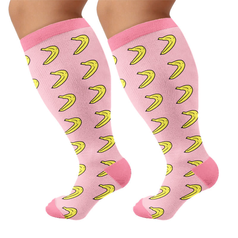 Plusock Plus Size Fruity Fun Compression Socks - Banana - 4XL - image 6