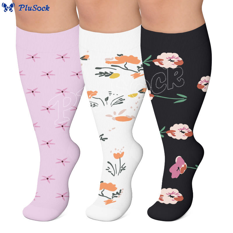 Plusock Plus Size Elegant Floral Compression Socks - image 0