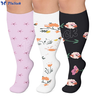 Plusock Plus Size Elegant Floral Compression Socks - image 0