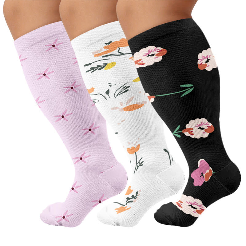 Plusock Plus Size Elegant Floral Compression Socks - image 1