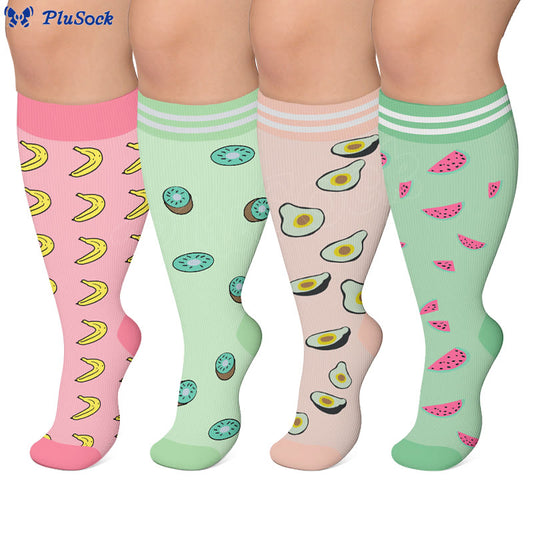 Plusock Plus Size Fruity Fun Compression Socks(4 Pairs) - image 0
