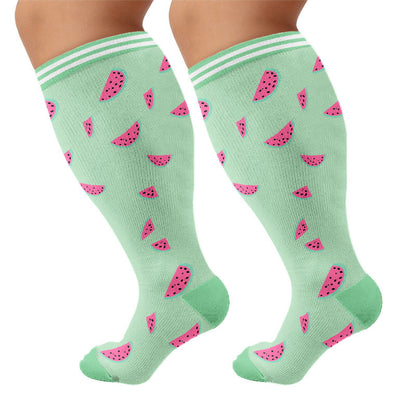 Plusock Plus Size Fruity Fun Compression Socks(4 Pairs) - Watermelon - 4XL - image 7