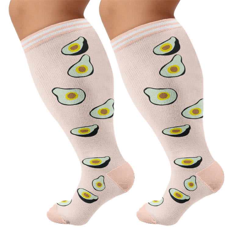 Plusock Plus Size Fruity Fun Compression Socks(4 Pairs) - Avocado - 4XL - image 9