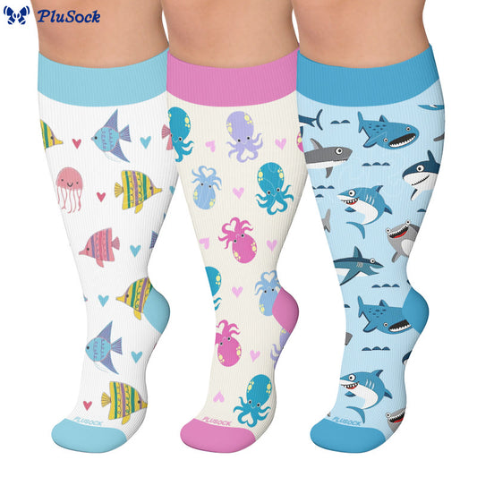 Plusock Plus Size Ocean Animal Compression Socks - image 0