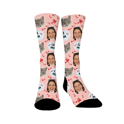 Plusock Cat Mom Dad Pet Face Custom Socks - Pink - Mom - EU37-44(US4-10) - image 5