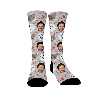 Plusock Cat Mom Dad Pet Face Custom Socks - Grey - Dad - EU37-44(US4-10) - image 11