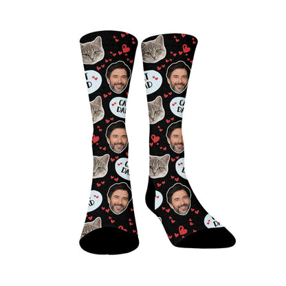 Plusock Cat Mom Dad Pet Face Custom Socks - Black - Dad - EU37-44(US4-10) - image 14