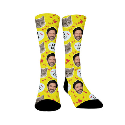 Plusock Cat Mom Dad Pet Face Custom Socks - Yellow - Dad - EU37-44(US4-10) - image 15