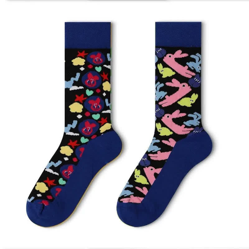 Plusock Cute Bunny Quarter Socks - Navy - EU35-43(US2-9) - image 1
