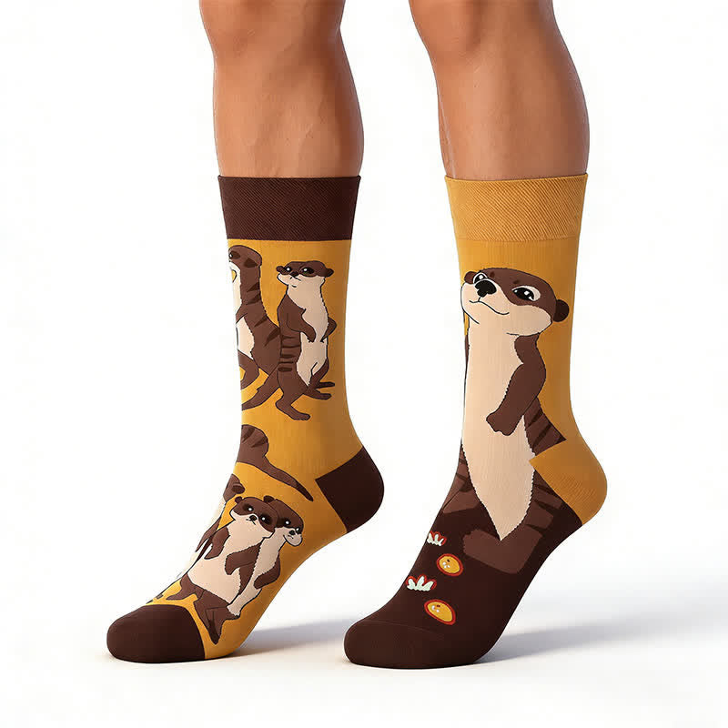 Plusock Mongoose Cartoon Quarter Socks - Brown - EU35-43(US2-9) - image 0