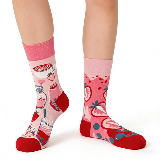 Plusock Cute Strawberry Quarter Socks - Pink - EU36-43(US3-9) - image 0