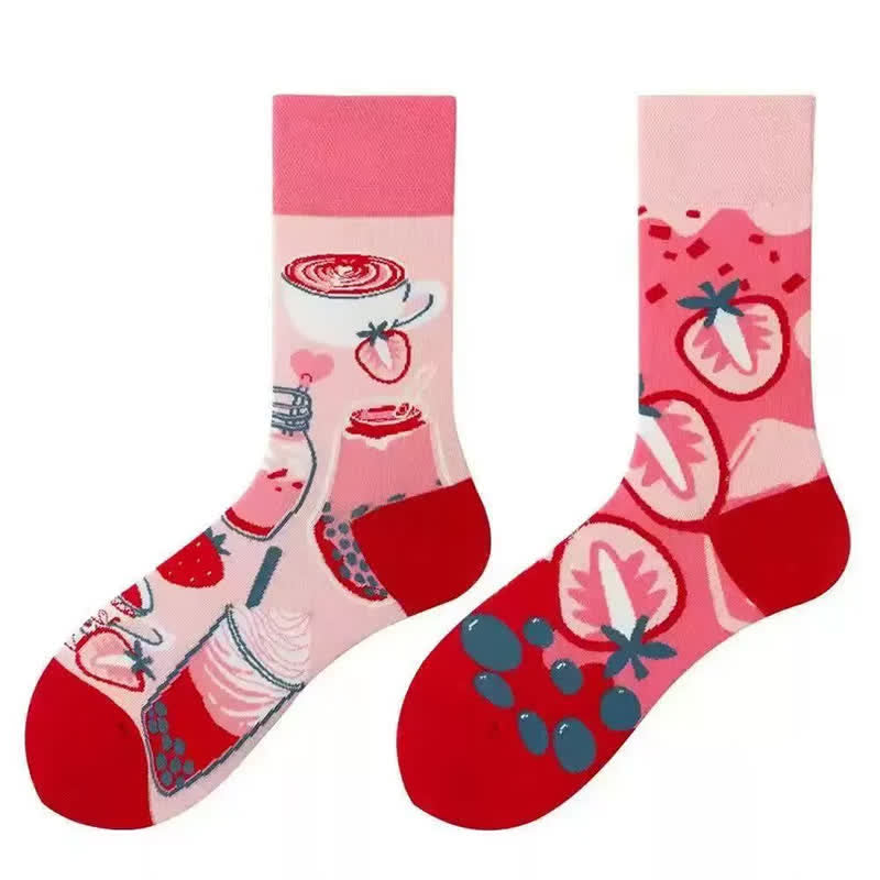Plusock Cute Strawberry Quarter Socks - image 1