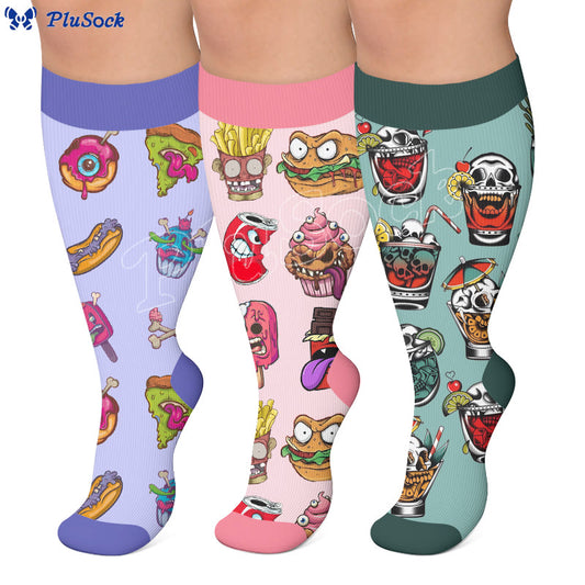 Plusock Plus Size Food Skulls Compression Socks - image 0