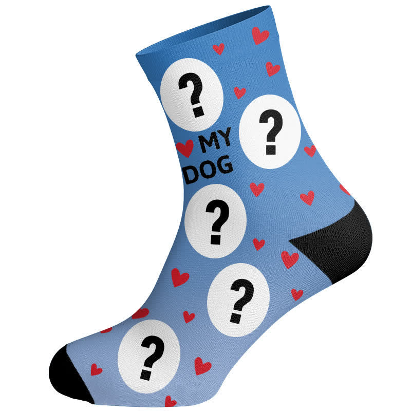 Plusock Love My Dog Custom Pet Socks - Blue - EU37-44(US4-10) - image 3