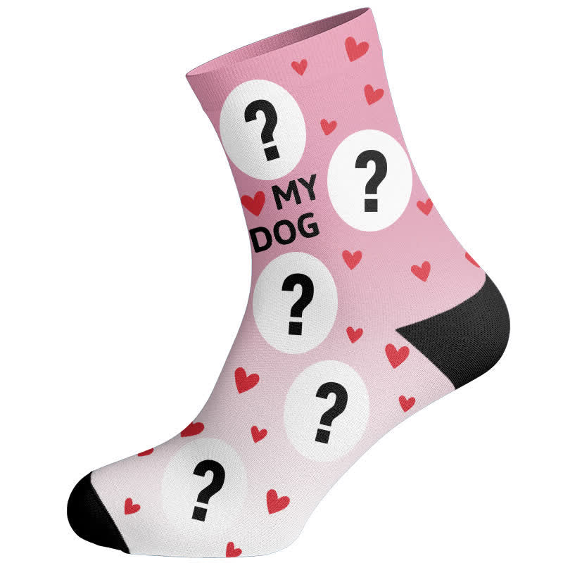 Plusock Love My Dog Custom Pet Socks - Pink - EU37-44(US4-10) - image 2