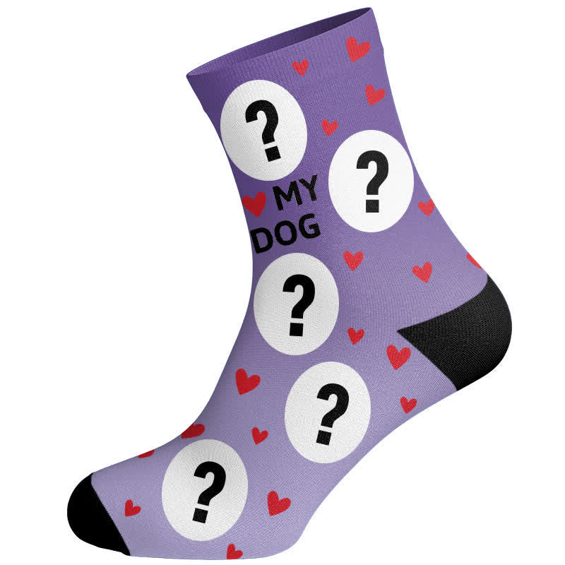 Plusock Love My Dog Custom Pet Socks - Purple - EU37-44(US4-10) - image 4