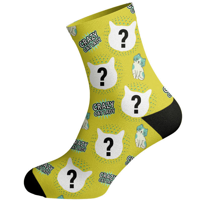 Plusock Crazy Cat Lady Custom Cat Socks - Green - EU37-44(US4-10) - image 3