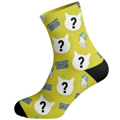 Plusock Crazy Cat Lady Custom Cat Socks - Green - EU37-44(US4-10) - image 3
