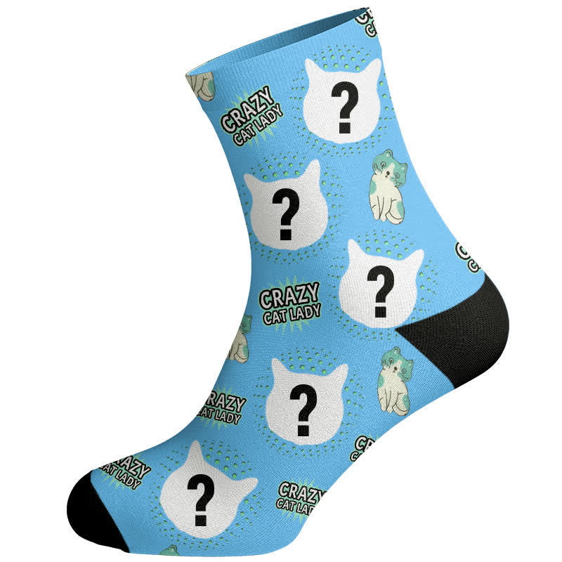 Plusock Crazy Cat Lady Custom Cat Socks - Blue - EU37-44(US4-10) - image 6