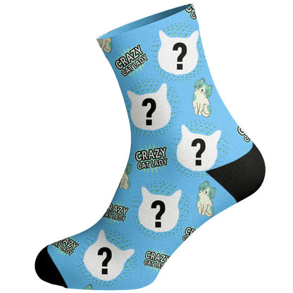 Plusock Crazy Cat Lady Custom Cat Socks - Blue - EU37-44(US4-10) - image 6