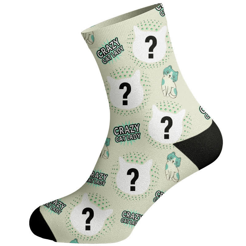 Plusock Crazy Cat Lady Custom Cat Socks - Light Green - EU37-44(US4-10) - image 4