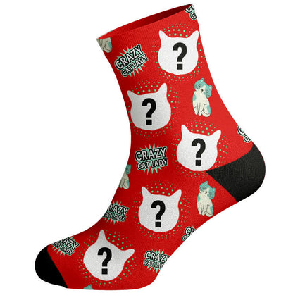 Plusock Crazy Cat Lady Custom Cat Socks - Red - EU37-44(US4-10) - image 5