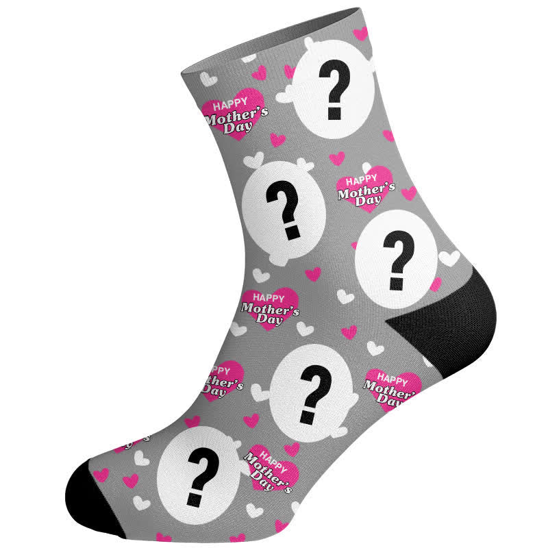 Plusock Mother's Day Custom Face Socks - Grey - EU37-44(US4-10) - image 3
