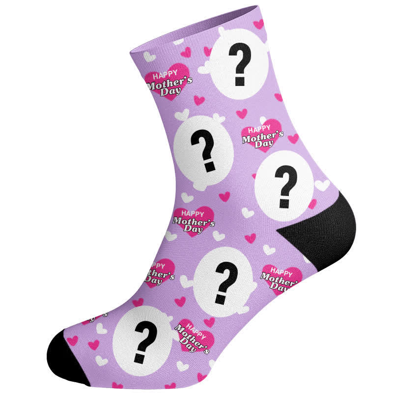 Plusock Mother's Day Custom Face Socks - Light Purple - EU37-44(US4-10) - image 6