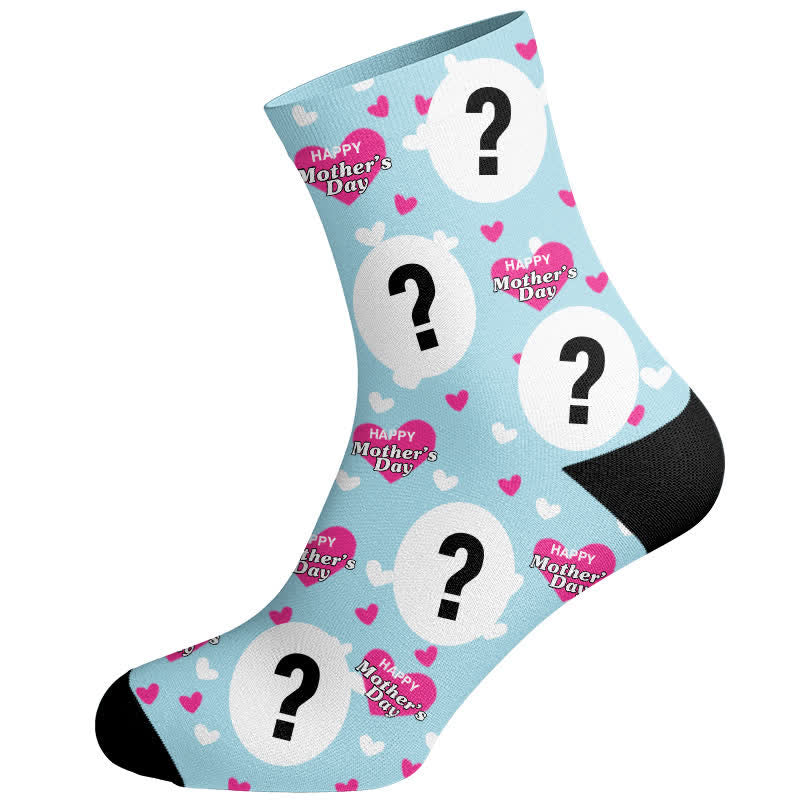 Plusock Mother's Day Custom Face Socks - Light Blue - EU37-44(US4-10) - image 5