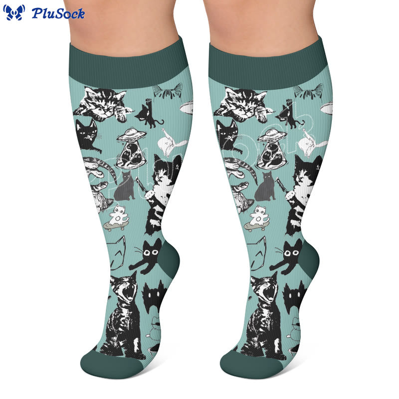 Plusock Plus Size Fun Cat Series Compression Socks - image 4