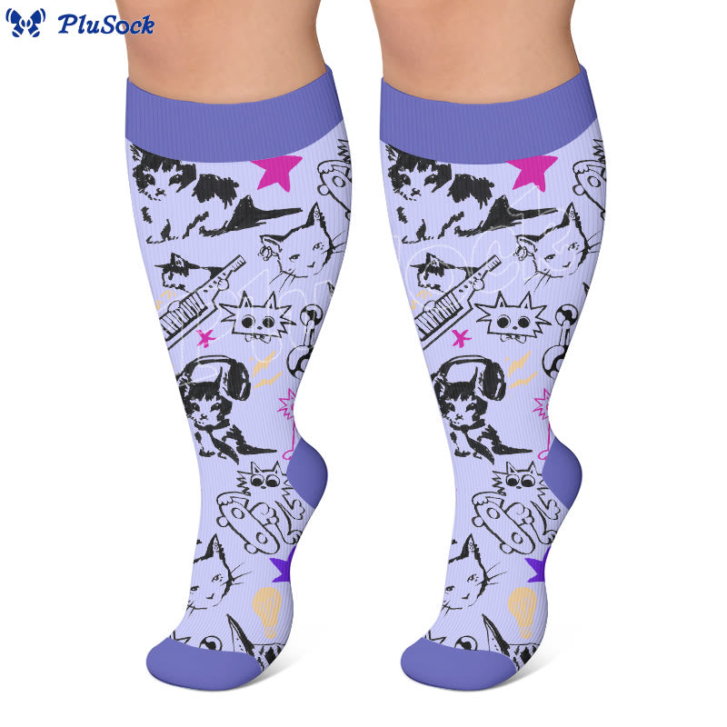 Plusock Plus Size Fun Cat Series Compression Socks - image 2