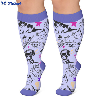 Plusock Plus Size Fun Cat Series Compression Socks - image 2